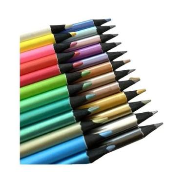 Imagem de Conjunto De Lápis De Cor Metálicos 12/24/50/72 Peças, Cores Vibrantes 