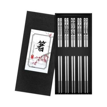 Imagem de Hashis De Aço Inoxidável 304 Antiderrapantes 5 Pares Reutilizáveis Lav