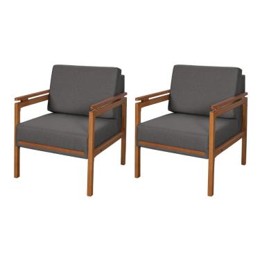 Imagem de 2 Poltronas Montreal Estofada em Linho Premium Sala Recepção