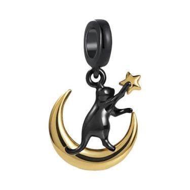 Imagem de Pulseira De Charme De Gato Preto Em Prata Esterlina 925 Para Mulheres,