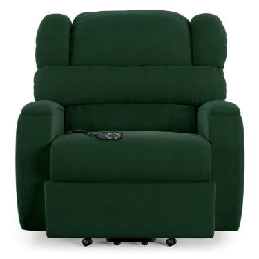 Imagem de Poltrona Do Papai Reclinável Napoli Elevação Lift Elétrico Veludo Verde Fh1