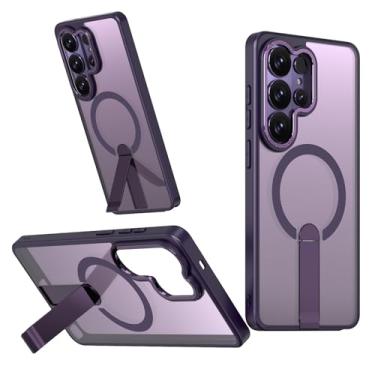 Imagem de Newhalper Capa magnética projetada para Samsung Galaxy S26 Ultra com suporte de metal ajustável compatível com MagSafe Rugged Phone Cover para Samsung S26 Ultra (roxa)