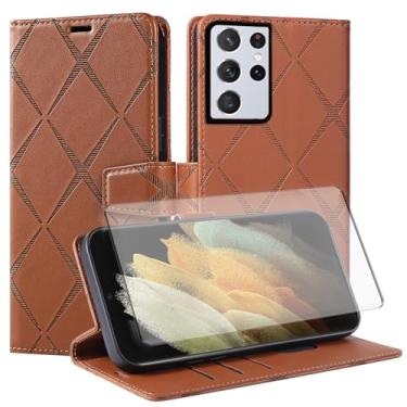 Imagem de Asuwish Capa de telefone para Samsung Galaxy S22 Ultra 5G Capa carteira com protetor de tela de vidro temperado PU couro sintético flip porta-cartão de crédito slot celular S22ultra 22S S 22