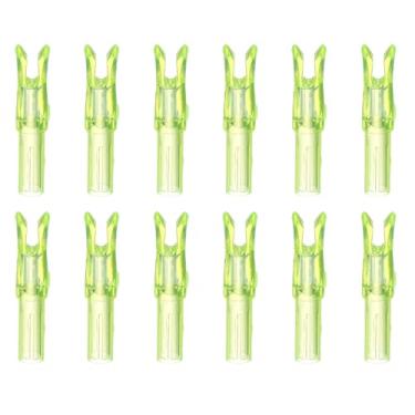 Imagem de YELARXI Nocks de flecha de tiro com arco, peças de substituição de flechas de plástico, acessório para (DIY Hunting Shooting/composto/arco recurvo) 6,2 mm/0,6 cm ID e 12 peças, plástico e amarelo