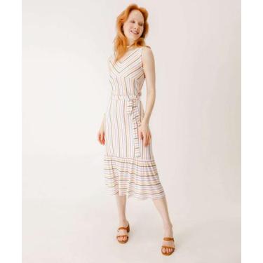 Imagem de Saia Midi Feminina Listrada Marisa Off White-80018, Off white, M