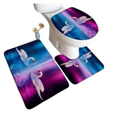 Imagem de Conjunto de tapete de banho rosa vermelha flor preta para casa tapete decoração de banheiro tapetes de banheiro capa de banheiro (50 x 80 cm, estilo h)