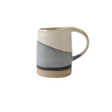 Imagem de Copo de cerâmica moderno retro elevado caneca preta e branca café latte xícara de café 400 ml Drinkware (branco)