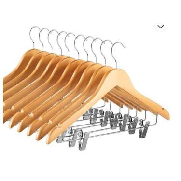 Imagem de Cabide de Madeira Com Presilhas Kit com 40 Pecas - LOLADECOR