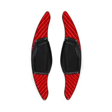 Imagem de 2 peças ABS extensão de câmbio de volante capa de acabamento em fibra de carbono vermelha, para Audi RS3 RS4 RS5 R8 TT RS Q3 RS Q8 Auto