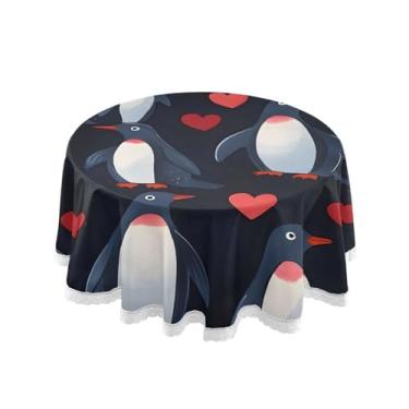 Imagem de Qilmy Toalha de mesa redonda de palmeira de treliça verde, 152 cm, resistente à água, à prova de derramamento, capa de mesa grande para jantar de reunião de família em ambientes internos e externos