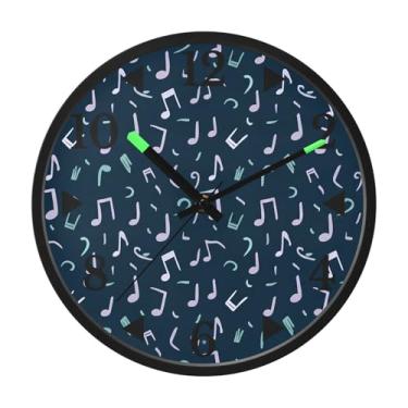 Imagem de STAYTOP Relógio de parede LED com nota musical para quarto com brilho noturno, relógios de parede silenciosos de 30 cm para decoração de sala de estar, controle de som, relógio de parede moderno que
