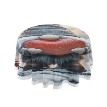 Imagem de Qilmy Toalha de mesa redonda de palmeira de treliça verde, 152 cm, resistente à água, à prova de derramamento, capa de mesa grande para jantar de reunião de família em ambientes internos e externos