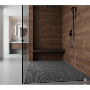 Imagem de Tapete Seguro Antiderrapante Para Crianças e Bebês no Banho Para Box (Cinza, 120x80)