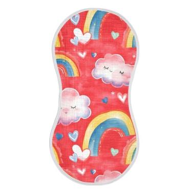 Imagem de xigua Conjunto de 4 panos de musselina de arco-íris de desenho animado, super macios e absorventes, roupas de arroto de algodão, presente de chá para recém-nascidos, bebês meninas e meninos