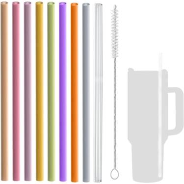 Imagem de MLKSI Canudo de silicone de substituição para Stanley copo de 850 g, pacote com 8 canudos de borracha longos reutilizáveis para copo Stanley e copo moderno simples com alça, canudo de copo para