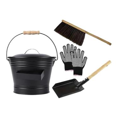 Imagem de MotiveTech Conjunto de acessórios para limpeza de cinzas de lareira, robusto e ao calor, de, fácil de usar, portátil, com balde, pá,
