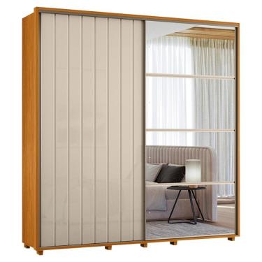Imagem de Guarda Roupa Casal Monet 2 Portas Deslizante Com Espelho 230 Cm Cinamomo Off White Madetec Cinamomo Off White