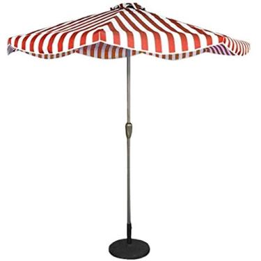 Imagem de Guarda-sol de jardim ao ar livre 2,7 m guarda-sol ao ar livre guarda-chuva listrado para jardim, deck, quintal e piscina, protetor solar UV50+, 5 cores, sem base (Listrado vermelho e branco A)