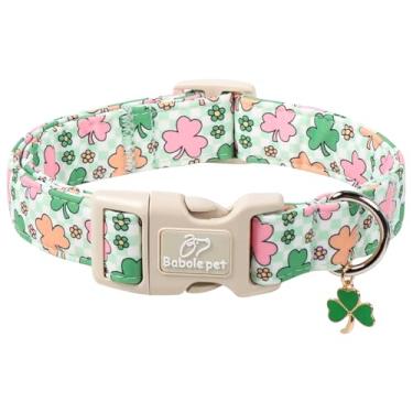 Imagem de Babole Pet Coleira de Dia de São Patrício para Cachorros Pequenos – Lindas Coleiras Pastel Trevo da Sorte, Leves Ajustáveis Irlandesas Verde Festival, Coleiras para Cães com Fivela de Liberação Rápida