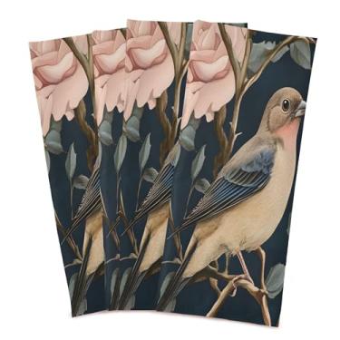 Imagem de xigua Conjunto de 4 panos de prato de cozinha vintage florais e pássaros, toalhas de cozinha de secagem rápida altamente absorventes para limpeza de pratos e limpeza à mão, 71 x 45 cm
