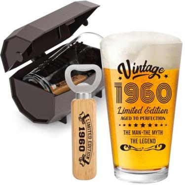 Imagem de Presente de aniversário de 65 anos para homens vintage 1959 copo de cerveja decorações de aniversário de 65 anos suprimentos de festa, saúdes aos sessenta e cinco anos para ele, presente de copo de