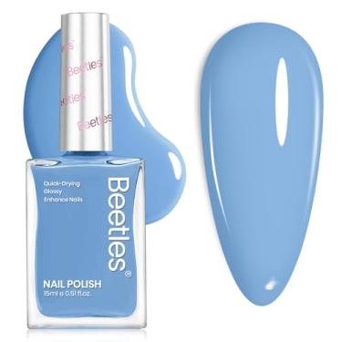 Imagem de Esmalte Beetles azul claro - Esmalte de secagem rápida Blue Beach Bliss, cor do mar céu suave efeito de arte de unha de longa duração para salão de beleza - 15 ml