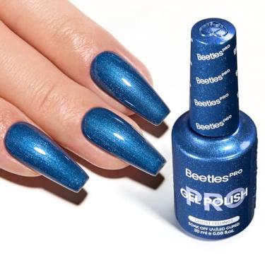 Imagem de Esmalte de gel Beetles Pro Blue – Ghost Feelings, cor azul escuro 20 ml, esmalte de gel com glitter, lâmpada UV para unhas, cura necessária, dia dos namorados, salão de beleza, brilho de longa duração