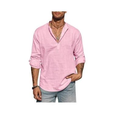 Imagem de Camisa Masculina Leve E Respirável De Manga Longa Em Algodão E Linho C