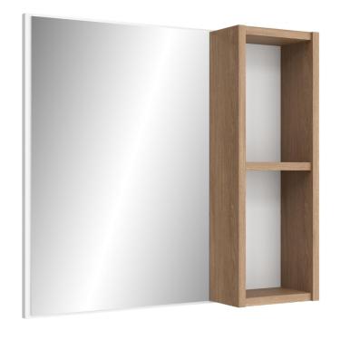 Imagem de Armário Para Banheiro Com Espelho 60cm Ramona B06 Branco Carvalho - Lyam Decor