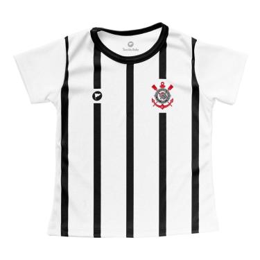 Imagem de Baby Infantil Corinthians Look Listrada Branca Oficial