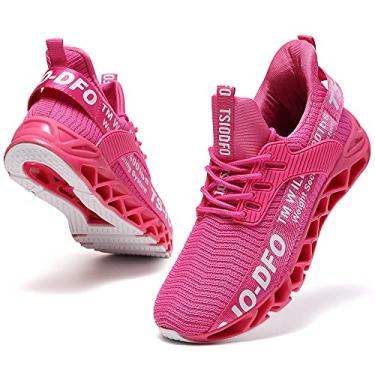 Imagem de TSIODFO Tênis de corrida feminino para academia, corrida e caminhada, Vermelho rosa 33, 37