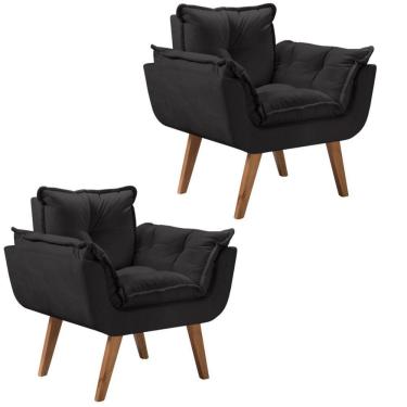 Imagem de Kit 2 Poltronas Opalla Pés Palito 1 Lugar D Salla Preto