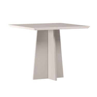 Imagem de Mesa De Jantar Para 4 Lugares 90cm Tampo Quadrado Com Vidro Anitta Off White