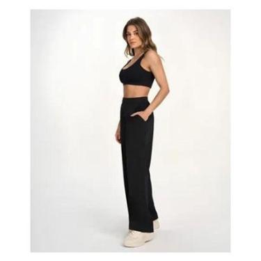 Imagem de Calca Alto Giro Alfaiataria Pregas E Bolsos Preto-Feminino