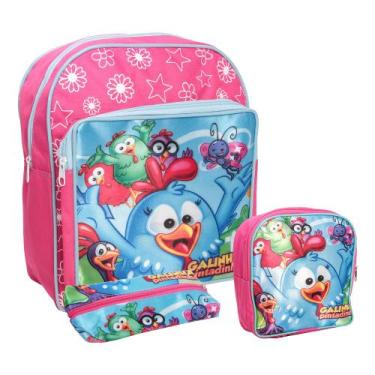 Imagem de Kit Mochila Infantil Escolar Menina Costas Creche Passeio - Plike