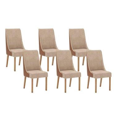 Imagem de Cadeira Sala de Jantar Ivy Kit 6 Un Nature/Courano/Caramelo/Creme - Henn