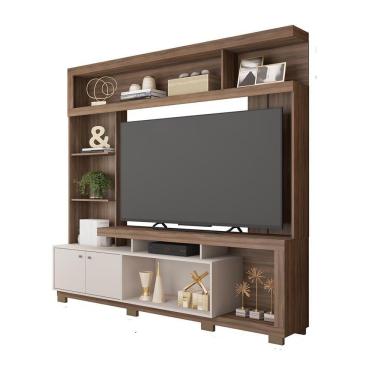 Imagem de Estante Tv 70 Pol 210cm Sala De Estar Mirel Nogueira/off White C01 - D'rossi