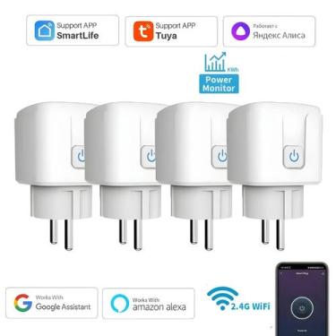 Imagem de Tomada Inteligente WiFi 20A Com Plugue EU, Controle Remoto, Temporizad