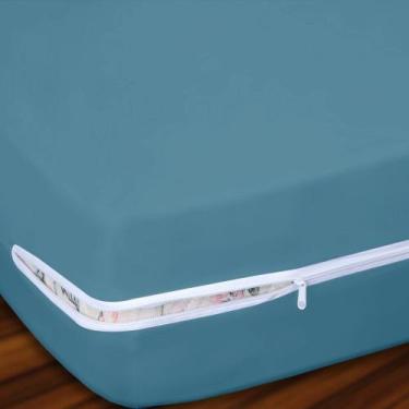 Imagem de Capa de Colchão Casal Anjos e Sonhos 1 Peça 100% Algodão - Azul - VILE