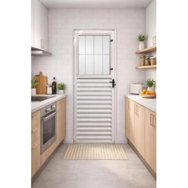 Imagem de Porta Social Com Postigo Alumínio Branco Linha 25 Brecorimo, DIREITO, 