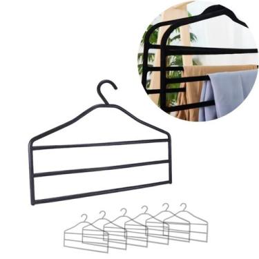 Imagem de Kit 10 Cabides Triplos Reforçados Para Roupas Pesadas Calça - JPaola