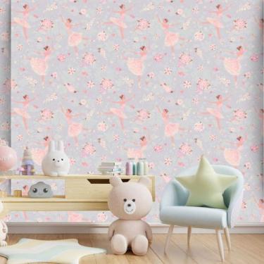 Imagem de Papel de Parede Adesivo Autocolante Decorativo Bailarina Lilás 5 METRO
