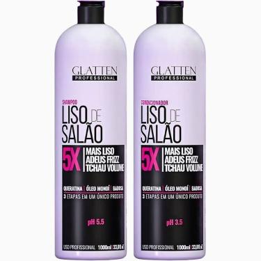 Imagem de Glatten Liso De Salão - Kit 5x Mais Liso Antifrizz Antivolume Litro Duo (2 Produtos)