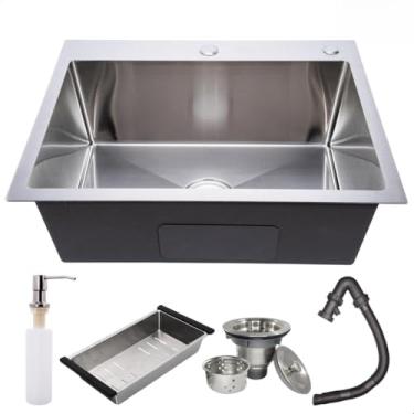 Imagem de Cuba Gourmet Cozinha Aço Inox 304 60x45 Quadrada Escovada SOFTINOX — Kit Cuba Gourmet Cozinha com Dispenser de Detergente, Cesto Escorredor e Válvula de Escoamento
