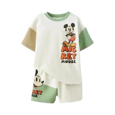 Imagem de Roupas De Verão Infantis Do Mickey Mouse, Camiseta De Manga Curta, Con