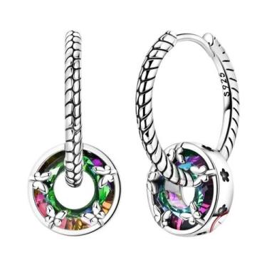 Imagem de Brincos De Argola Em Prata Esterlina 925 Com Cristal Starlight E Desig