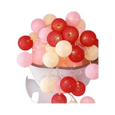 Imagem de Cordão De Luzes De Fada Com 10 Ou 20 LEDs Em Formato De Bola De Algodã