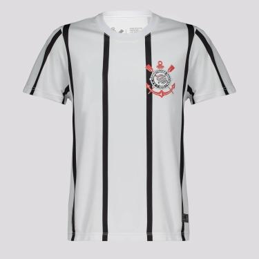 Imagem de Camisa Corinthians  Listrada Infantil Branca e Preta-Unissex