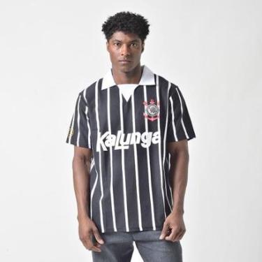 Imagem de Camisa Polo Retrô Corinthians Kalunga Masculina S/N Preto Corinthians-Masculino