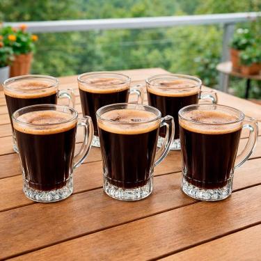 Imagem de Canecas Copo Chocolate Xícara Chá Café Vidro 180ml Kit 6pçs